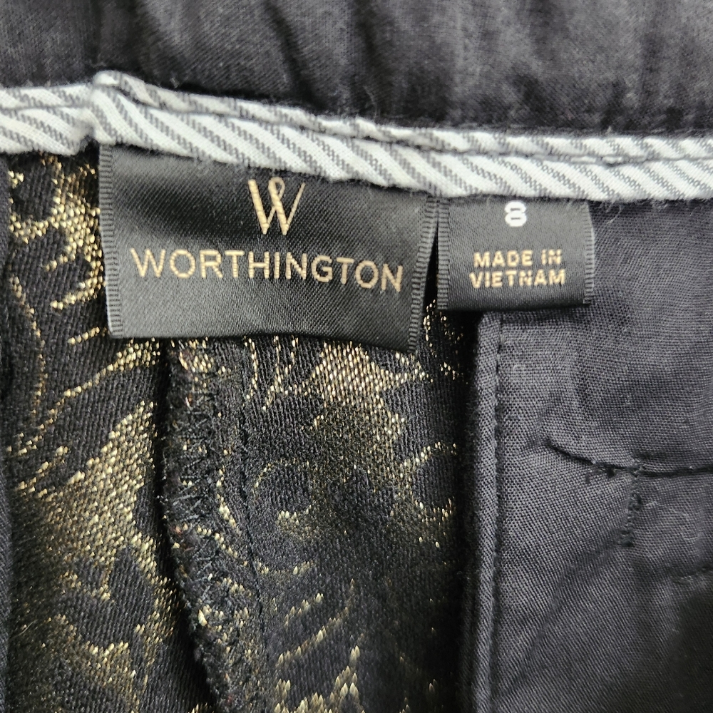 Worthington Black and Gold Patterned Cropped Pants - Picture 6 of 7